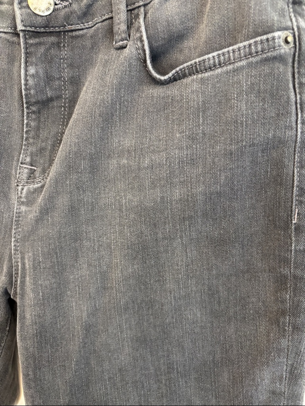 Free People High Rise Straight Raw Hem Jeans Charcoal Grey / Washed Black Sz 29 - Picture 4 of 12